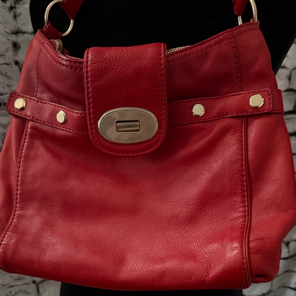 Michael Kors Red Leather Shoulder Bag
